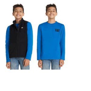 Caterpillar Youth Vest and Long Sleeve Tee, Black, Medium (10/12)